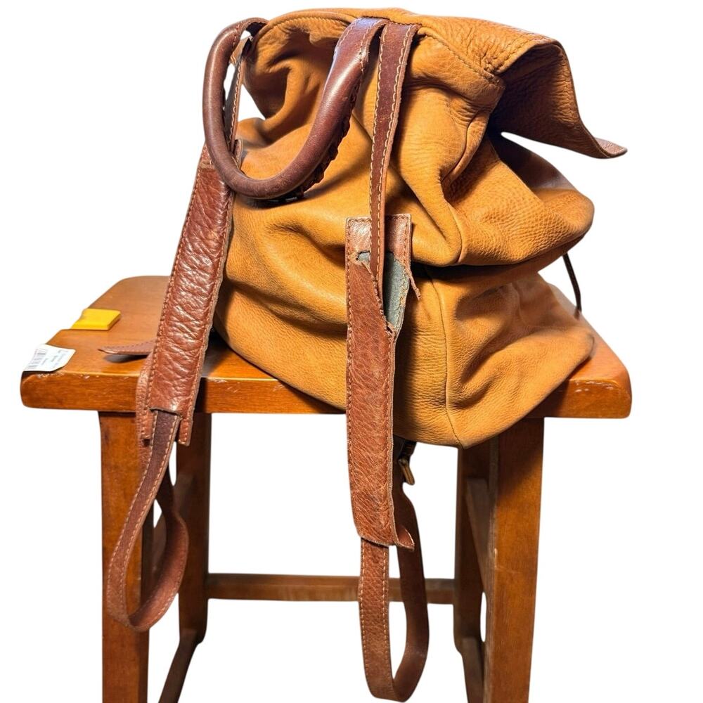 Sundance Made in Italy Brown Leather Backpack Purse Rucksack AS IS Flaws - Picture 4 of 9